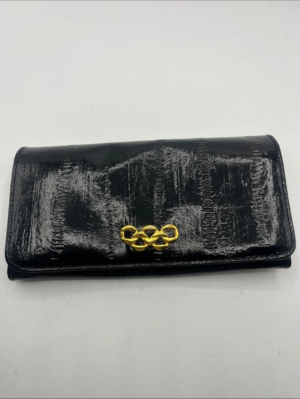 Black Eel skin Chain Accent Women’s Wallet